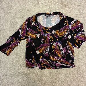 Elementz Black and Purple Paisley Blouse